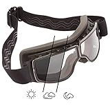 PiWear Nevada klar selbsttönend | retro Motorradbrille für Brillenträger Überbrille Schutzbrille für Oldtimer winddicht UV400