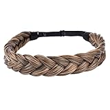 Gledola 2 Stränge geflochtene Zöpfe Stirnband geflochtene synthetische Haar elastische Stretch, Haar Zubehör für Frauen, Mädchen (Dunkelgoldblond)