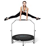 SereneLife SLSPT438 Tragbares Fitness-Rebounder, 76,2 cm, Jumping-Aerobic-Workout, Mini-Trampolin für Erwachsene, mit verstellbarem Lenker, Feder, faltbares Übungstrampolin bis zu 100 kg