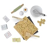 Mamabrum Holz-Lebkuchen-Backset für Kinder – Lernspielzeug mit Nudelholz, Backform und Zutaten – Fördert Kreativität und Hand-Auge-Koordination – Sicheres Spielset ab 3 Jahren