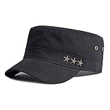Adantico Herren Militär Armee Unisex Kappe Einstellbar Baseballmütze Damen Flat Cap (Schwarz)