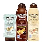 Hawaiian Tropic - Satin Schutzspray Lotion LSF 30, 220 ml + Oil Sonnenöl Continuous Spray LSF 15, 180 ml + Silk Hydration Air Soft After Sun 200ml