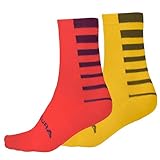 Endura Coolmax Fahrradsocken für Erwachsene, Uni, gestreift, Granatapfel, L-XL