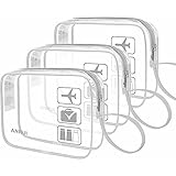 ANRUI 3 Stück TSA-zugelassen Durchsichtige Reise-Kulturtasche, Kulturbeutel Transparent Handgepäck zum Transport von Flüssigkeiten, Kosmetiktasche Toilettentasche für Damen Herren, Grau