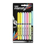 BIC Intensity Textmarker, Highlighter in 6 Fluo-/Pastellfarben, Strichstärke: 1,6mm - 3,3mm, mit Austrocknungsschutz