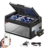 BougeRV Rocky2 39L Kompressor Kühlbox Auto mit Akku Kühlbox 12V 230V mit Akkubetrieb 173Wh Aufladbar Solaraufladung Dual Zone Auto Kühlschrank 12/24V Camping 5,7cc Kompressor Reisen Angeln bis -20 °C