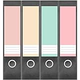 Etiketten für Ordner | Farbmix Pastell | 4 breite Aufkleber für Ordnerrücken | Selbstklebende Design Ordneretiketten Rückenschilder