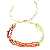 VALICLUD Boho Damen Armband Mehrlagig mit Perlen Handgefertigtes Leichtes Schmuckstück in Kaffee orange grün Charmantes Wickelarmband für Frauen und Mädchen Vielseitiges Ethno design für