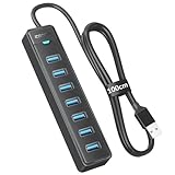 iDsonix 7-Port USB 3.0 Hub - USB Verteiler Multiport Adapter mit 1M Kable, USB 3.0 5Gbps Data, 5V 3A Type-c Port, USB Hub Splitter für PC, Laptop, MacBook und mehr