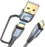 100W USB C Multi USB Kabel [2 Stück 2M], 2 in 1 5A PD QC Super Schnellladekabel Multi USB A/USB C auf USB C Kabel Nylon Universal Ladekabel für iPhone15 Laptop Tablet Galaxy S24 S23 S22 Huawei Switch