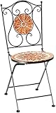 Kobolo Gartenstuhl Klappstuhl Mosaikstuhl Metallstuhl - 88 cm hoch - orange - klappbar - für Innen- und Außenbereich geeignet - platzsparrend - einklappbar