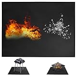Grillmatte Bodenschutz, 100 x152cm Feuerfeste Unterlage, Faltbare Grillmatte, Hitzebeständige Grill Unterlage Boden, Floor Protection, Fireproof Mat für Grills, Camping, Table, Lawn