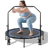 Faltbares Mini-Trampolin mit 150 kg, 121,9 cm Rebounder-Trampolin für Erwachsene mit strapazierfähigem Bungee-Band und verstellbarem Schaumstoffgriff für Heim-Fitnessstudio, kleines Übungstrapolin für