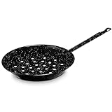 briebe Bratpfanne für Kastanien, Induktion, 26 cm, emaillierter Stahl, geeignet für Glaskeramik, Feuer, Gas, Backofen, Schwarz meliert