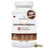 Bandini® Ashwagandha KSM-66® Vegan (180 Tabletten) - Withania Somnifera (Indischer Ginseng) Natürliches Ergänzungspulver - Ayurvedisches Stressmittel