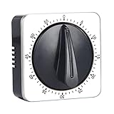 CJBIN Küchentimer Magnetisch, Eieruhr Mechanisch aus Edelstahl, 60 Minute Timing Kurzzeitwecker Küche, Quadrat Küchentimer Mechanisch, für Haushalt Küche Kochen Backen Dampfgaren (Schwarz)