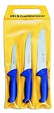 F. DICK Messer Set ErgoGrip 3-teilig (Ausbeinmesser 13cm, Stechmesser 18cm, Blockmesser 21 cm, HRC 56°) 8255300, Blau