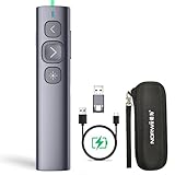 Norwii N95 Bluetooth Präsentation Clicker mit USB-C, USB-A-Empfänger, wiederaufladbare PowerPoint Clicker, Präsentation Remote, Long Range Wireless Presenter für ipad/Laptop/e-Book (Grün, BLE&USB-AC)