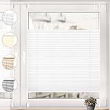 Sonello Plissee Klemmfix ohne Bohren 75cm x 120cm Weiß Faltrollo Plisseerollo Jalousie für Tür & Fenster Blickdicht Sichtschutz Sonnenschutz Fertifplissee Rollo