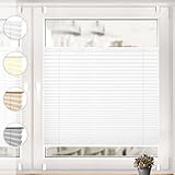 Sonello Plissee Klemmfix ohne Bohren 75cm x 120cm Weiß Faltrollo Plisseerollo Jalousie für Tür & Fenster Blickdicht Sichtschutz Sonnenschutz Fertifplissee Rollo