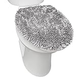 SoHome Spa Step Luxus Plüsch Chenille Shag Maschinenwaschbar Ultra Soft Standard Toilettendeckel Bezug 47 x 49,8 cm Hellgrau