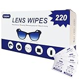 Brillenreiniger, 220 vorbefeuchtete, einzeln verpackte Brillenreinigungstücher | Brillenreiniger reinigt sicher Brillen, Sonnenbrillen, Handy-Bildschirme, Elektronik und Kameralinse