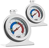 Kühlschrank-/Gefrierschrank-Thermometer, Doppelpack, zur Überwachung von Kühlschrank, Temperatur, Edelstahl, Gefrierschrank und Kühlschranktemperatur, Thermometer