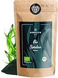 Bio Spirulina Pulver 250g | Feinstes Mikroalgen-Spirulina | Perfekte Ergänzung für Smoothies, Säfte, Backwaren & mehr | Vegan, laktose- & glutenfrei | Ohne Zusatzstoffe | Herzlich Natur