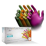 AMPri Nitrilhandschuhe, bunt, Farbenmix, 96 Stück/Box, Größe M, puderfrei, Style tutti frutti by Med-Comfort: Nitril Einmalhandschuhe, Einweghandschuhe in den Größen XS, S, M, L, XL