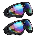 Vicloon Skibrille, 2 Stück Ski Snowboard Brille, UV-Schutz Goggle, Motocross Brille Helmkompatible, Anti-Fog Skibrille, Sportbrille für Skifahren Motorrad Fahrrad Skaten, Unisex