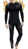 Thermounterwäsche Herren, Skiunterwäsche Winter Thermowäsche Set Funktionsunterwäsche Warm Weich Funktionswäsche atmungsaktiv Thermo Unterwäsche Thermounterhemd Thermounterhose für Männer Grau S