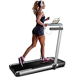 Klappbar Laufband für Zuhause, Walking Pad, 14 km/h Home Treadmill, LCD Display, Keine Installation erforderlich, 12 Laufprogramme, Intelligente APP, Großer Lauffläche (Silber)