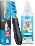 BluePet Entfilzungsspray + Entfilzungskamm für Hunde & Katzen I Entfernt Verfilzungen & Knoten I Entfilzungsharke Katze, Knoten Entferner Katze, Entfilzungskamm Hund