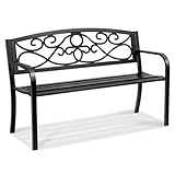 VEVOR Gartenbank Terrassenbank aus Metall, 127 cm Parkbank Ruhebank 250 kg Tragkraft, 3 Personen Garten- und Parkbank mit Rückenlehne & Armlehnen, Vintage Sitzbank für Garten, Park, Hof, Veranda