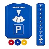 Relaxdays Parkscheibe 10er Pack, Eiskratzer, 3 Einkaufswagenchips, Gummilippe, Parkuhr Auto, StVO, Kunststoff, blau