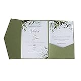 MillaSaw - Hochzeitseinladung, Olivgrün, Hochzeitsbox für Hochzeit, Verlobung, Abschlussfeier, Jahrestag, 25 Stück (Olivgrün)