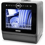 Duronic DW5 BK Tischgeschirrspüler, Mini Spülmaschine mit 6 Programmen, Geschirrspüler für 3 Gedecke, 5 L Wassertank, auch ohne Wasseranschluss
