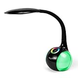 WILIT T3 Schreibtischlampe LED 5W, Kinder Tischleuchte dimmbar mit Schwanenhals, Touchfeld für Farblicht Tischlampe, 3 Helligkeitsstufen, Stimmungslampe, Schwarz