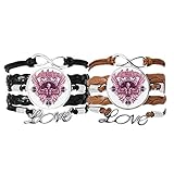 DIYthinker Graffiti-Straßen-Armband, rosa Totenkopf, Winkeluhr, Muster, Handschlaufe, Lederband, Armband, Doppel-Set, Geschenk