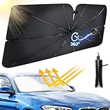 Sonnenschutz Auto Frontscheibe 140*79cm, Frontscheibenabdeckung Innen, Car Umbrella Sun Shade Cover, UV-Schutz & Hitzeblock, 360°Drehbar, Faltbar, Tragbarer Sonnenschutz für die meisten Fahrzeuge SUV