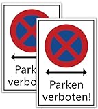 2 Stück (30 x 20 cm) Parken Verboten Schild - aus stabiler PVC Hartschaumplatte - 3 mm stark - mit UV-Schutz und witterungsbeständig - Privatparkplatz Schild - Klares Zeichen für Parkverbot