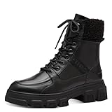 Tamaris Damen Schnürstiefel Materialmix aus Leder, Textil und Synthetik Winter gefüttert; BLACK UNI/schwarz; 39 EU