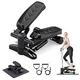 Tohoyard Stepper für Übungen, Mini-Stepper mit LCD-Monitor, leiser Fitness-Stepper mit Widerstandsbändern, Fitnessstudio-Treppenstepper für Heimtraining, Bein-Arm-Ganzkörpertraining, Schwarz#2148