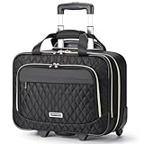Ponhog Trolley Business - Handgepäck Koffer Flugzeug Rolling Laptoptasche für Frauen zu 15,6 Zoll Laptop-Trolley wasserdichte Pilotenkoffer Aktenkoffer mit Rollen für Reisen/Arbeit/Uni, Schwarz