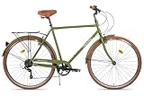 FabricBike Southken - City Bike 28 Zoll, Cityräder, klassisches Stadtrad, Fahrrad mit Korb, bequemer Sattel, 7-Gang-Schaltung (Southken Olive, M-54cm)