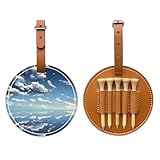 Blauer Himmel und weiße Wolken braun bedruckte Golftee-Aufbewahrungstasche – tragbares Design, einfach zu organisieren Tee
