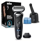 Braun Series 7 Elektrorasierer Herren, Rasierapparat mit 60 Min. Akkulaufzeit, 4in1 SmartCare Reinigungsstation, +1 Aufsatz, Kabelloser Nass- und Trockenrasierer, Wasserdicht, 72-C1200cc, Gold