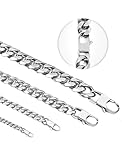 Inscca Kette Damen Dünn für Anhänger Jungs Ketten Herren Edelstahl 55cm 3 mm Panzerkette Herren Kubanische Halskette Edelstahl Panzer Ketten für Jungen Stämmig