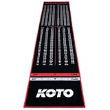 KOTO - Carpet Dartmatte Check Out Rot 285 x 60 cm, Hochwertige Teppich-Dartmatte, Gummiboden, 4 Wurflinien, Mittellinie & Schutzfunktion für Boden und Darts, Professionelle Nutzung