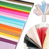 Seidenpapier 70x50 cm, 60 Blatt Bunt Seidenpapier zum Verpacken, 16 g/m Transparentpapier Verpackungsmaterial, Tissuepapier Bastelpapier zum Kreieren von Pompoms, Papierblumen, Decor Geschenktüten